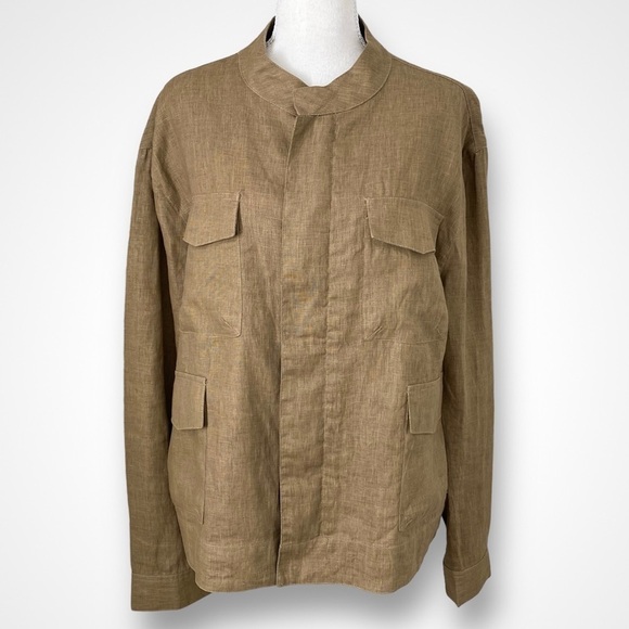 REISS London Brown Zip Up Multi Pocket Cargo Long Sleeve Utility Jacket XL - Picture 1 of 13